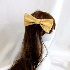 New Gold Satin Hair Bow on Barrette